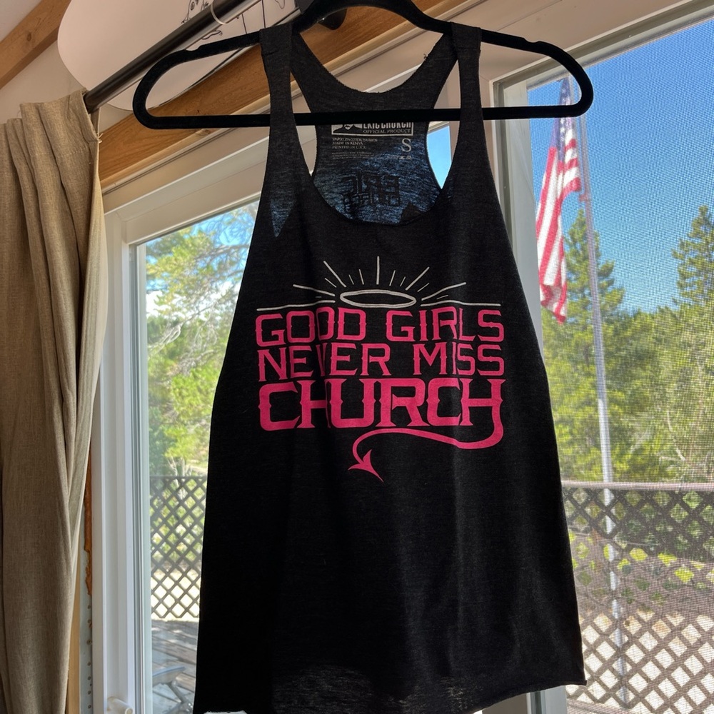 Black Tank Top with Pink Print